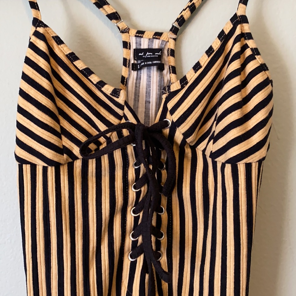 Urban Outfitters Lorena Striped Lace Up Bodysuit S - Picture 7 of 10